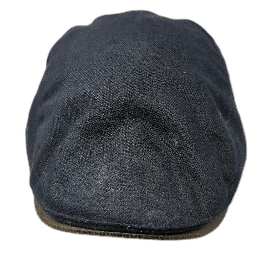 WAR Newsboy Cap Black Brown One Size Herringbone Snap Closure Cotton Blend Hat
